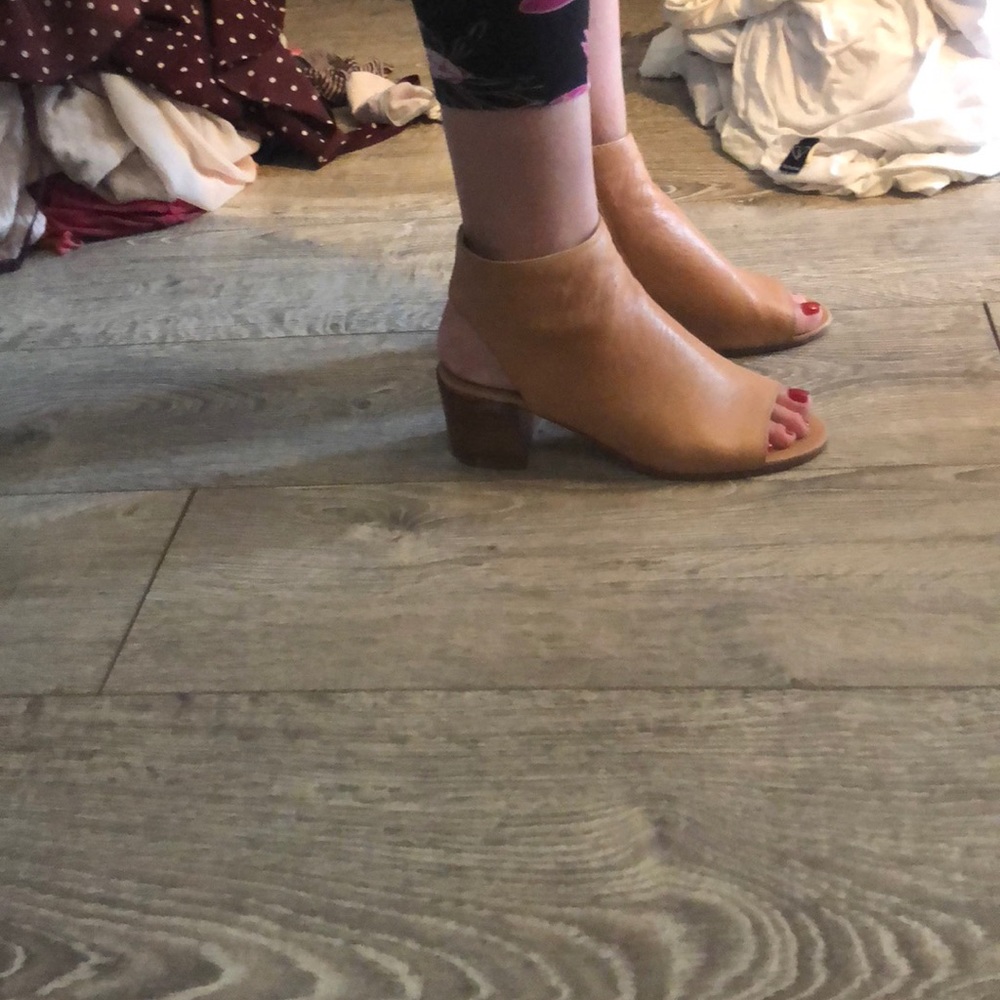 Tan leather booties